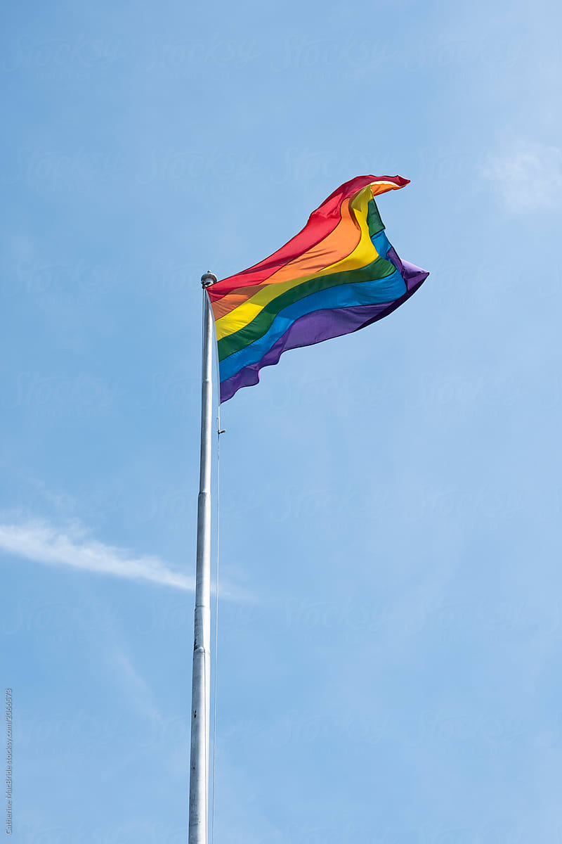 Dublin Rainbow Pride Flag in Blue Sky