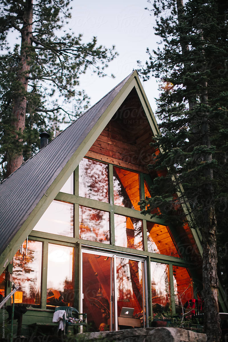 A-Frame cabin in the woods