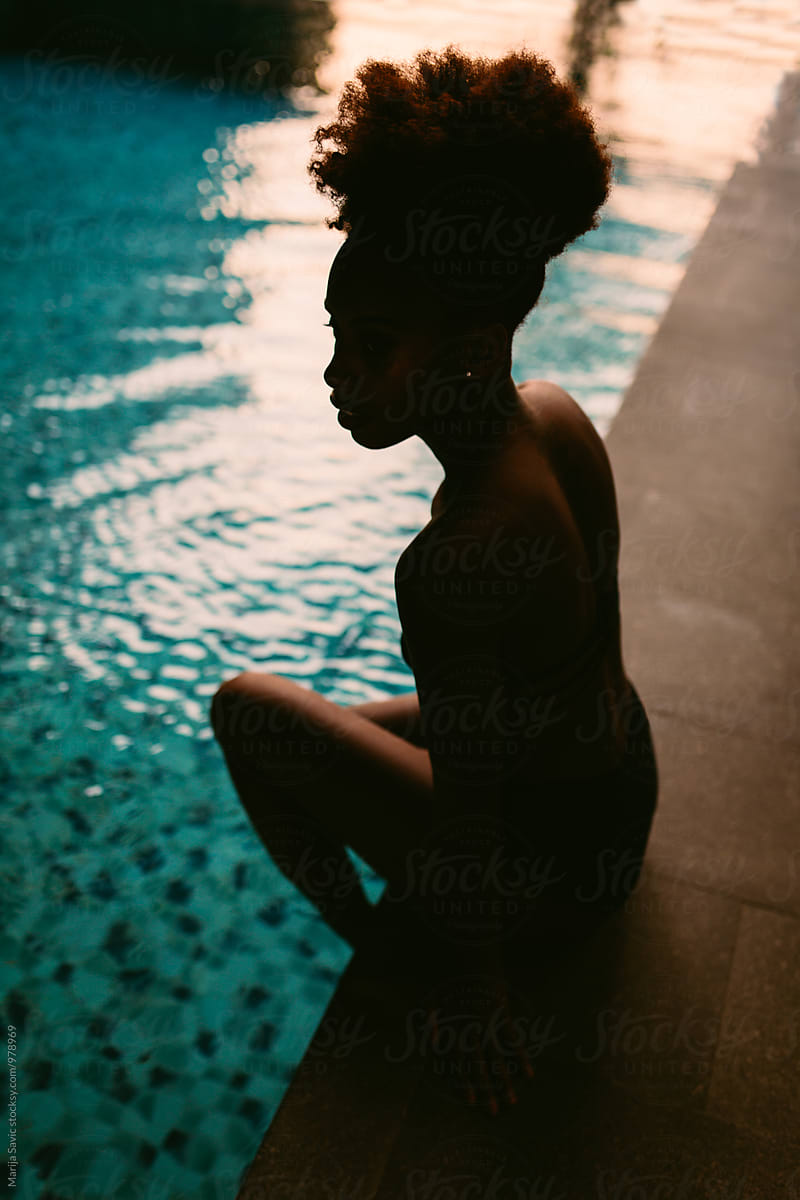 Black Woman By The Pool By Stocksy Contributor Marija Savic Stocksy