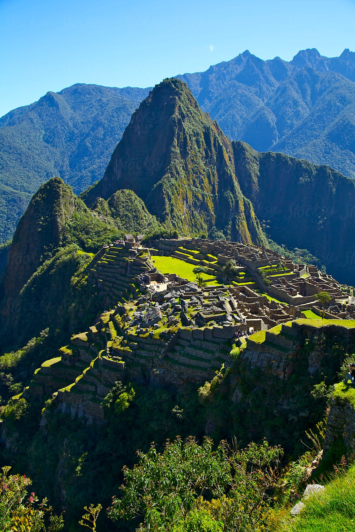 Amazing view point down the valley to the Machu Picchu ruins, Unesco World Heritage Site, Peru