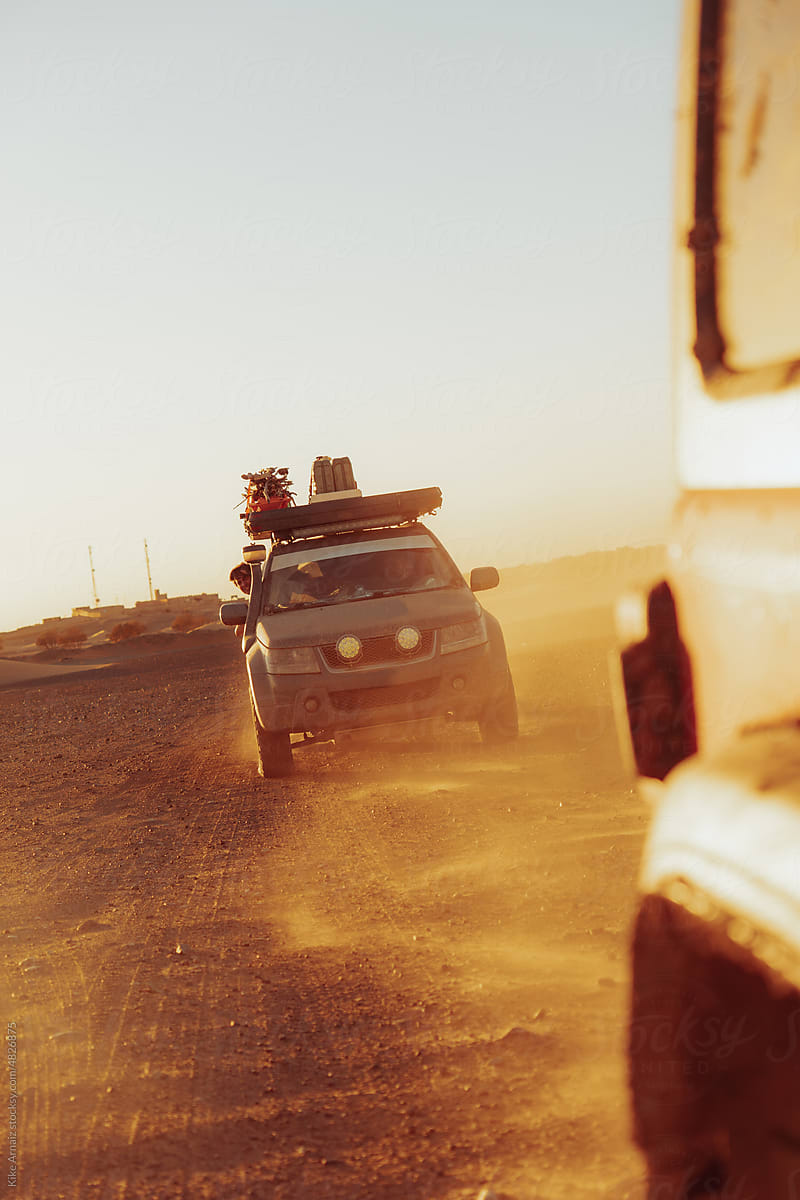 Cars racing in the desert