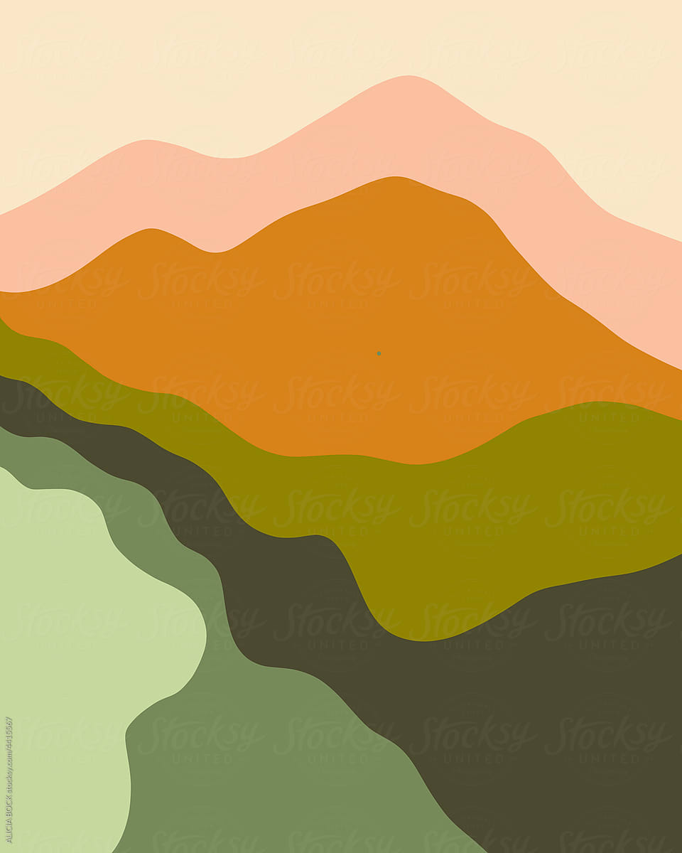Minimal Mountain Landscape Drawing