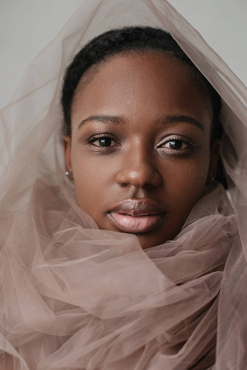 Gorgeous African girl in a veil