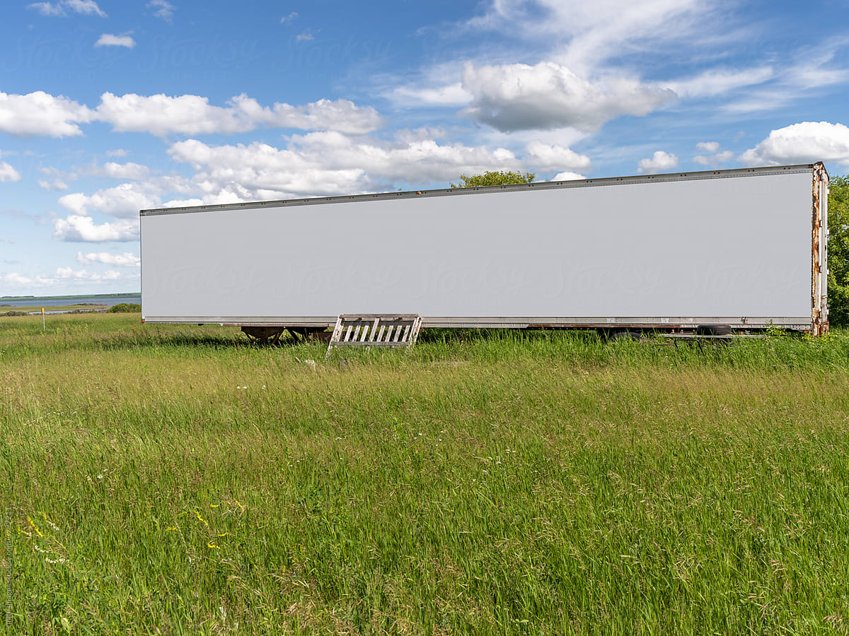 blank  billboard of container truck