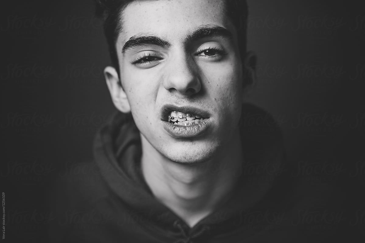 Portrait of a teenager with braces