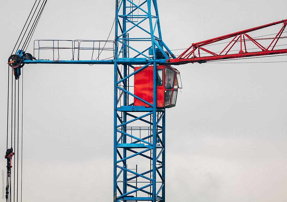 Building site construction crane