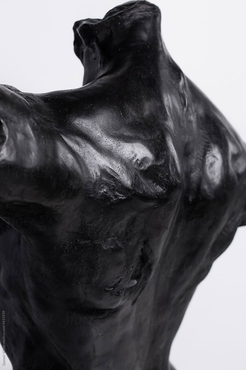 Close up photo of black sculpture