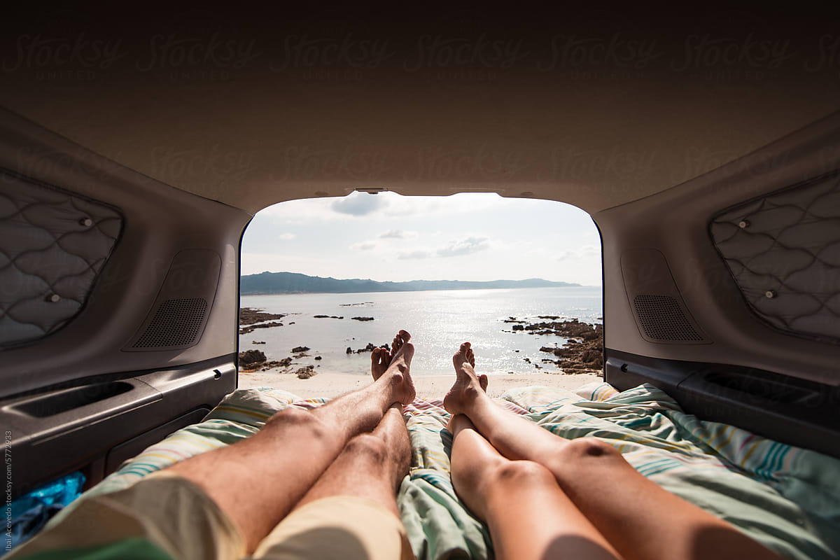 Couple enjoying relaxing summer road trip