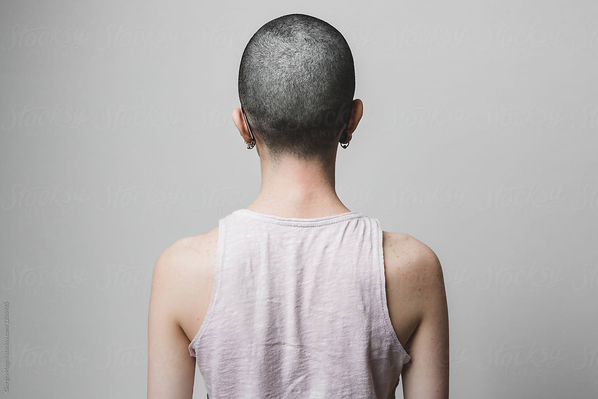 Shaved Head Of An Androgynous Young Woman Porgiorgio Magini
