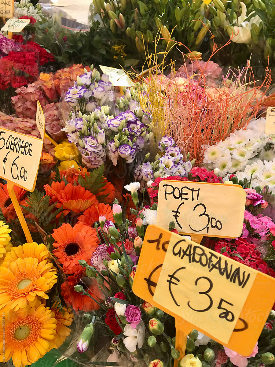 UGC, bright flower market with prices
