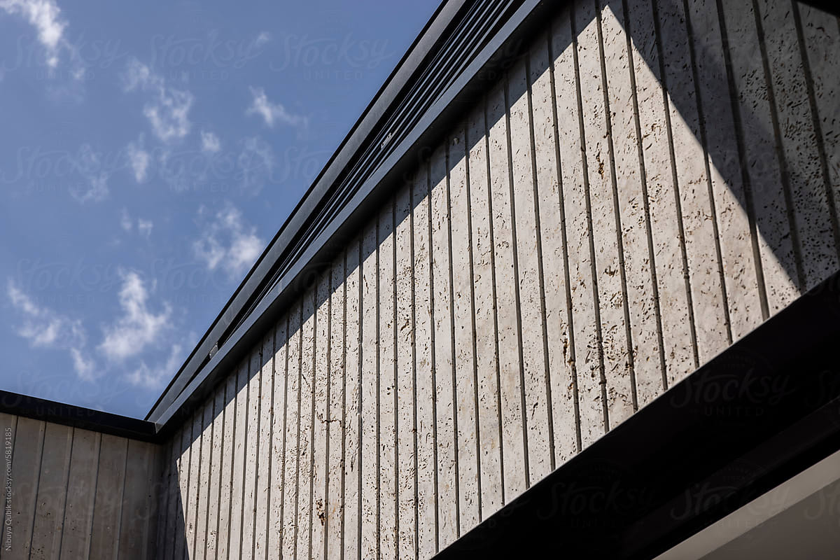 Detail of the facade of a modern and minimalistic house
