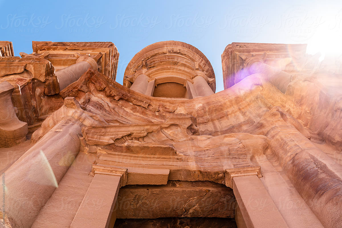 Travel sunbeam in Petra monument, Jordan