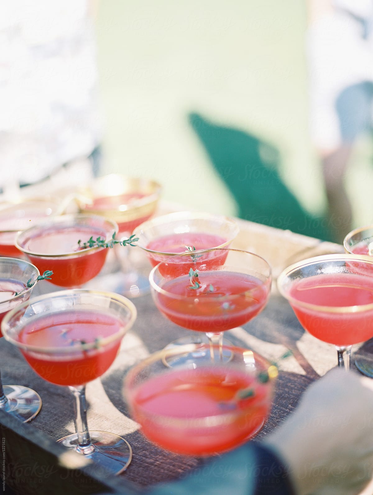 pink cocktails at wedding reception
