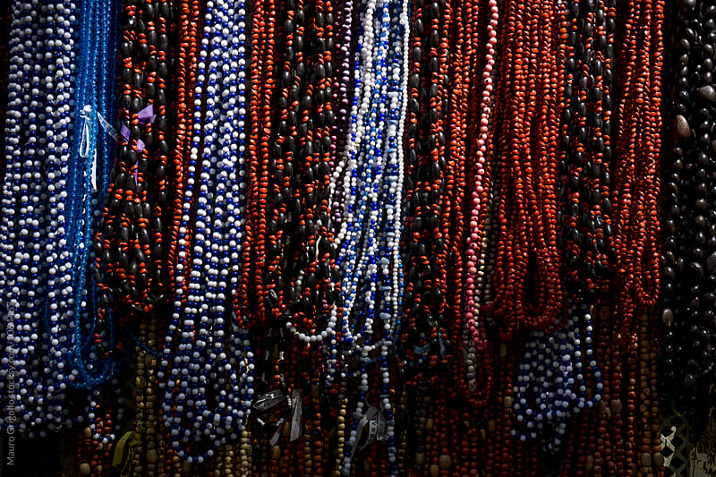 Necklaces for a religious event in Salvador de Bahia, Brazil.