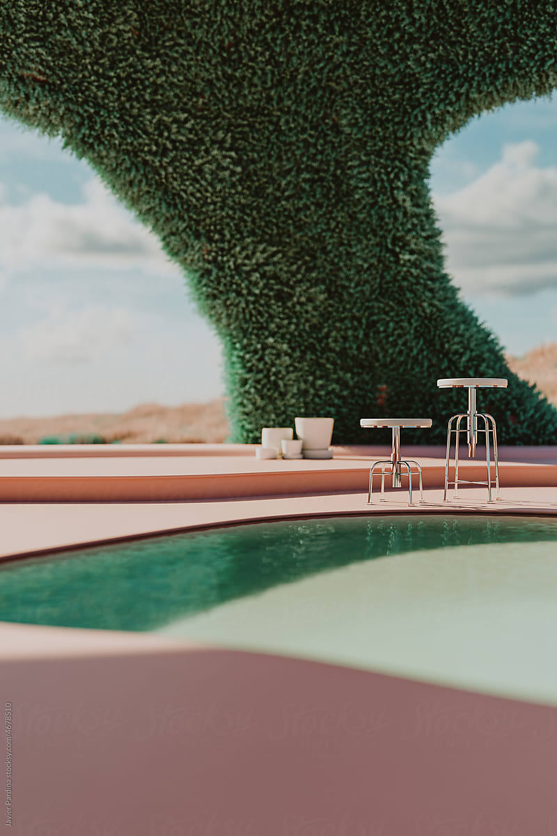 futuristic metaverse terrace at day