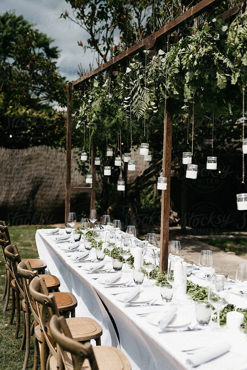 Romantic outdoor table setting