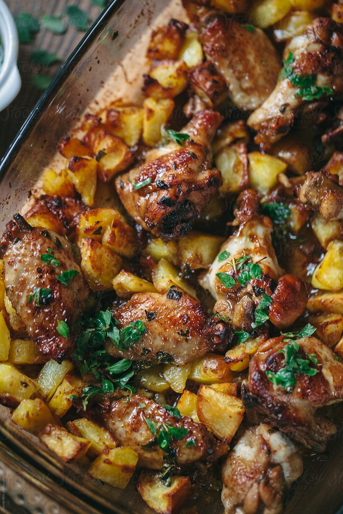 Roasted chicken wings with potatoes
