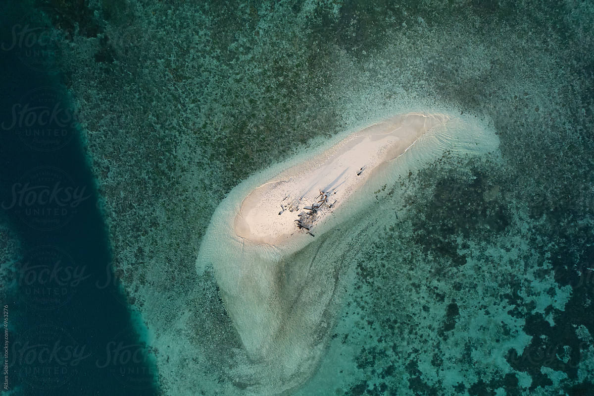 Sandbar beach island eroded - global warming, sea level rise, aerial