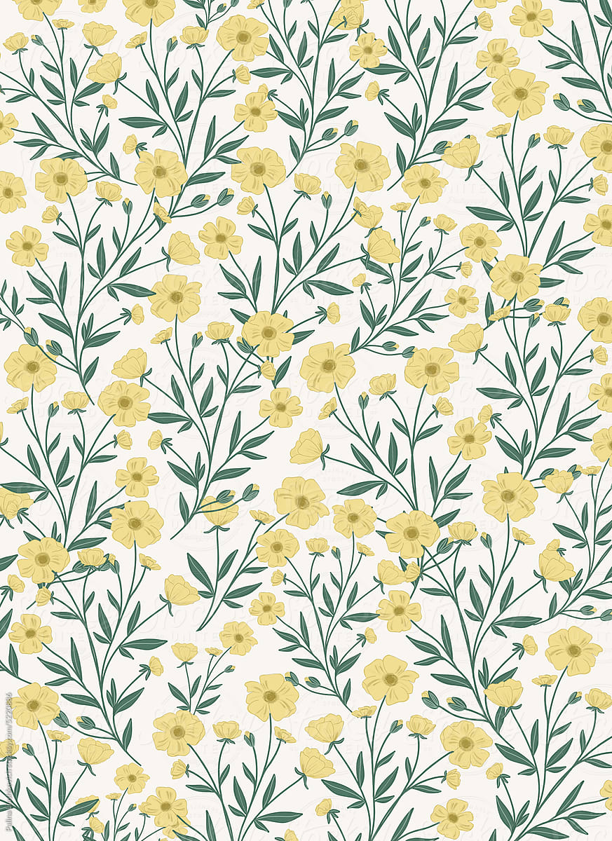 Yellow floral print.