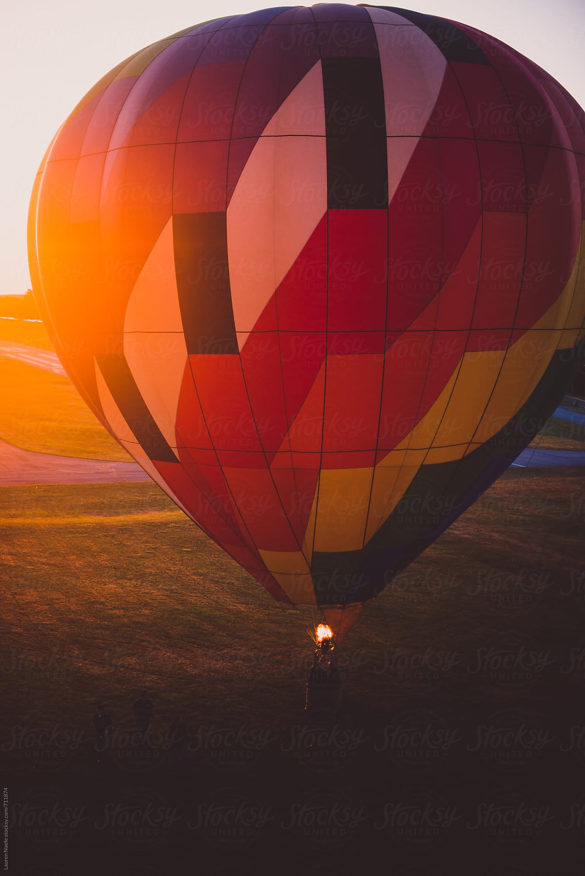 View of hot air balloon taking off