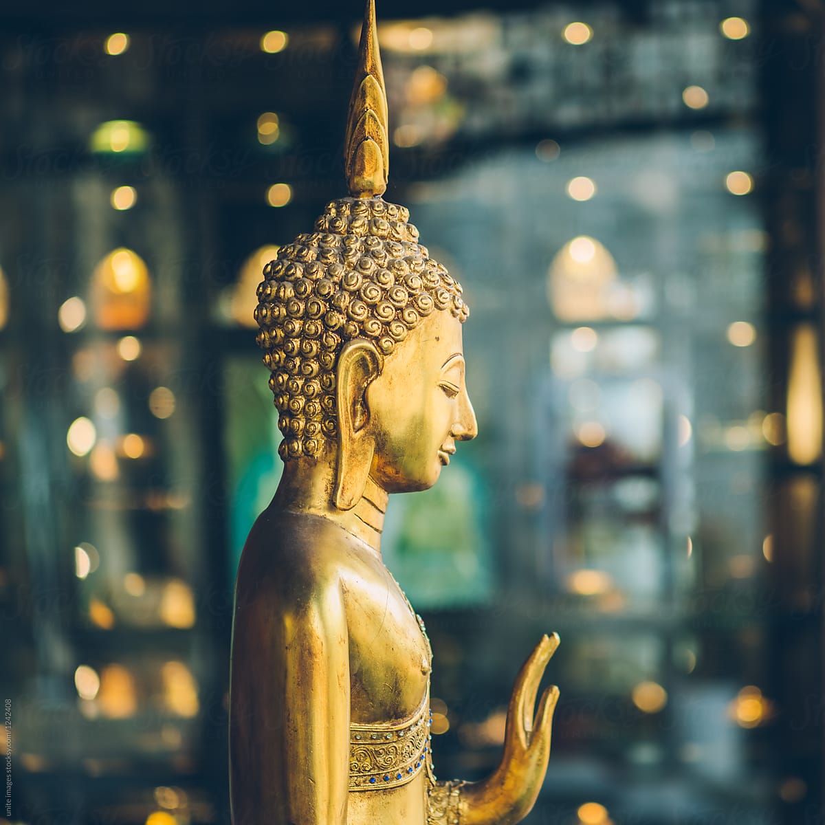 closeup of golden buddha statue,Nanjing city,china