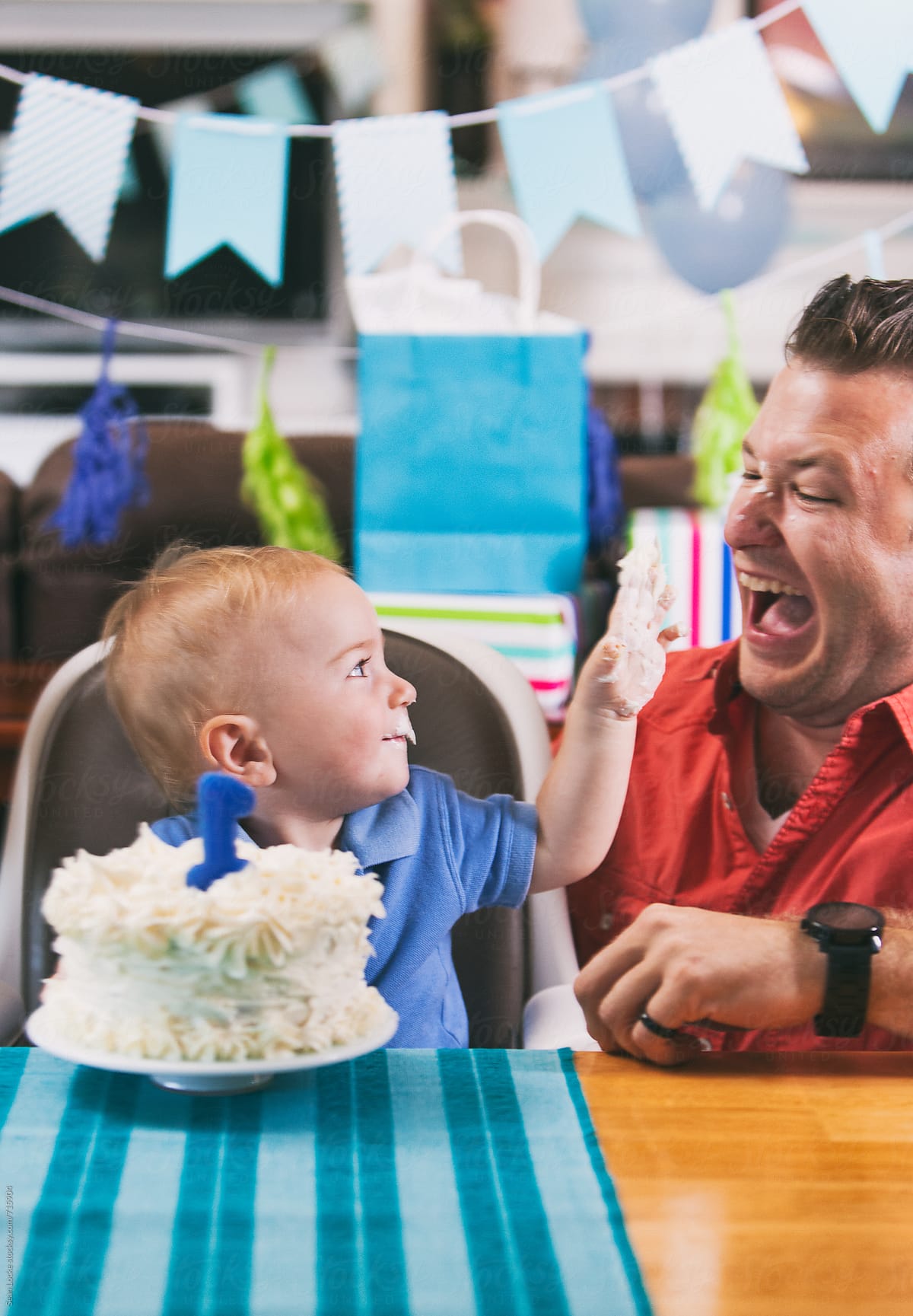 Birthday: Toddler Boy Puts Icing On Father\'s Face