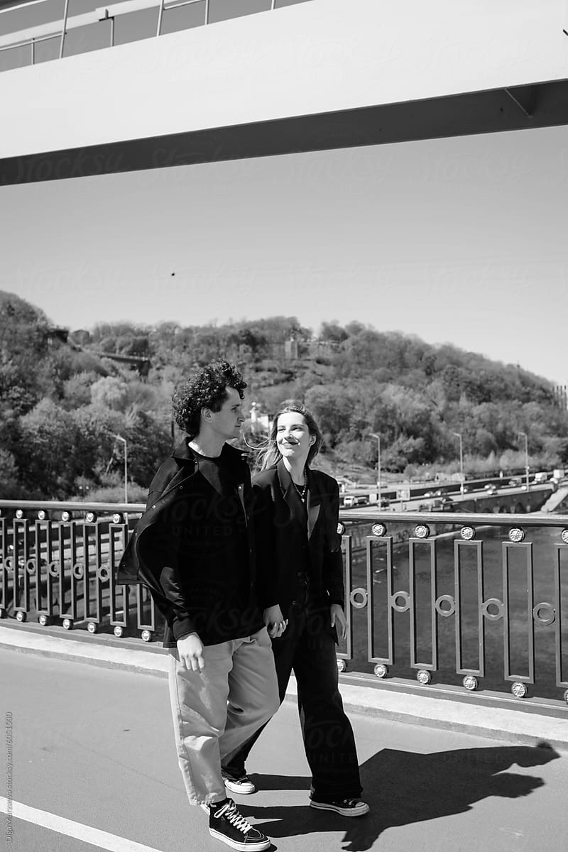 a couple on the bridge