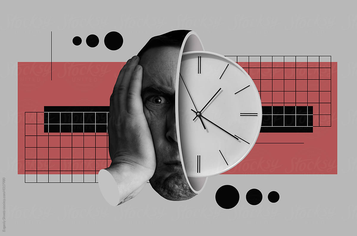 Clock in head of a man