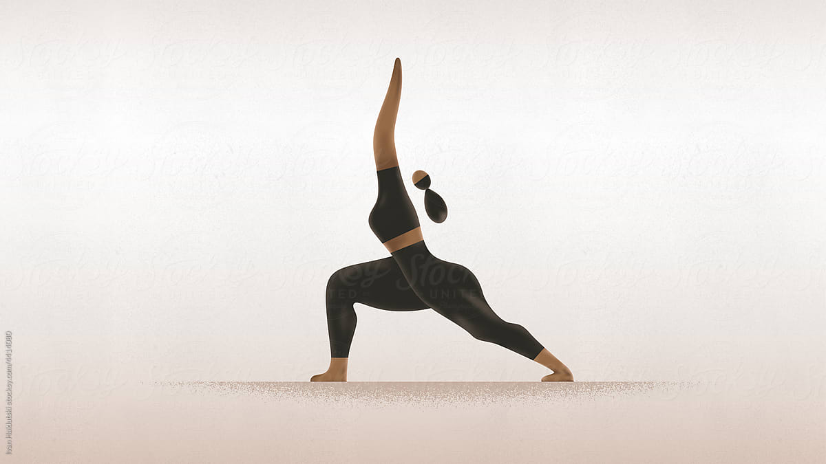 Best Girl doing warrior yoga pose Illustration download in PNG & Vector  format