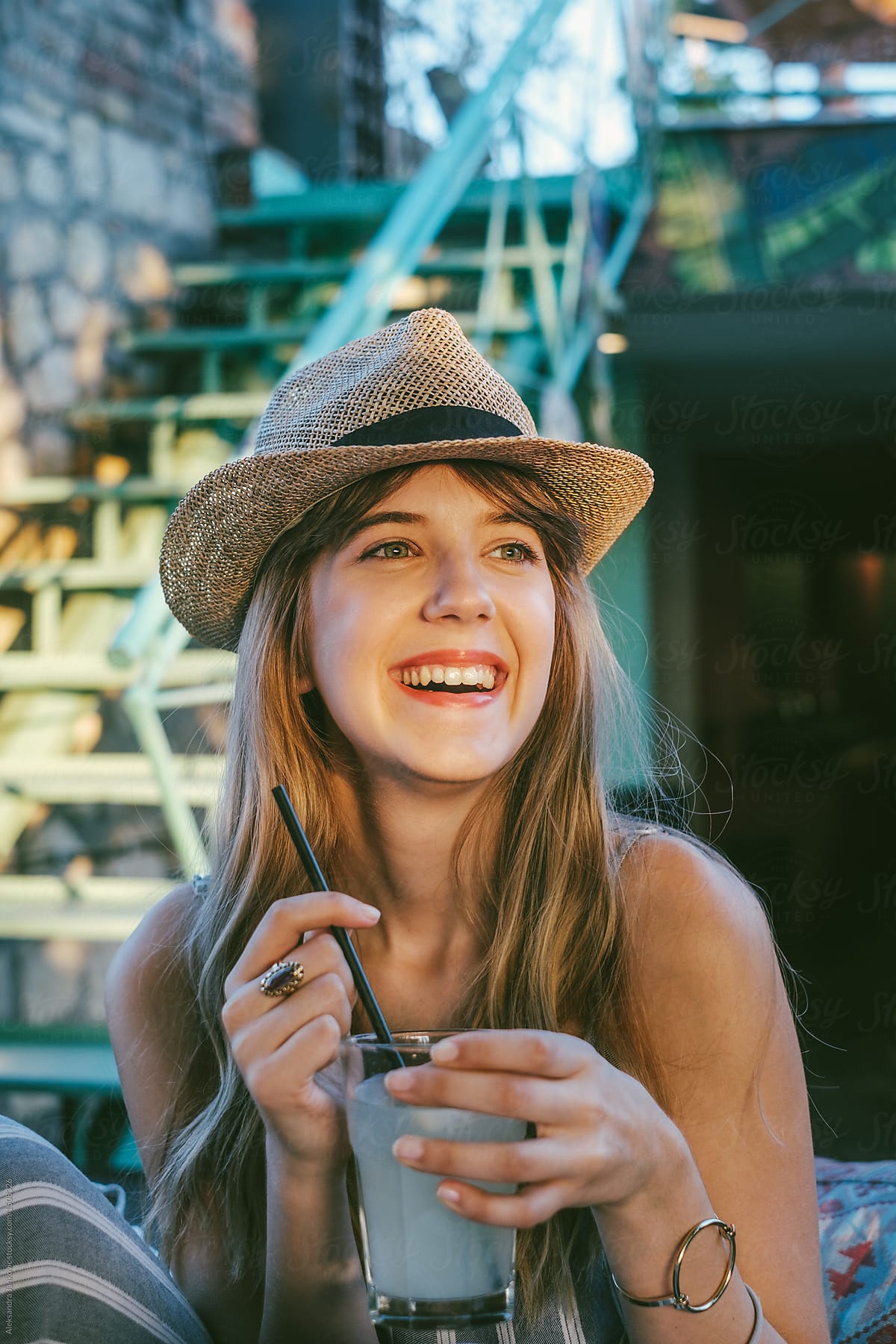 Portrait Of Beautiful Smiling Girl Wearing A Hat By Stocksy Contributor Aleksandra Jankovic 