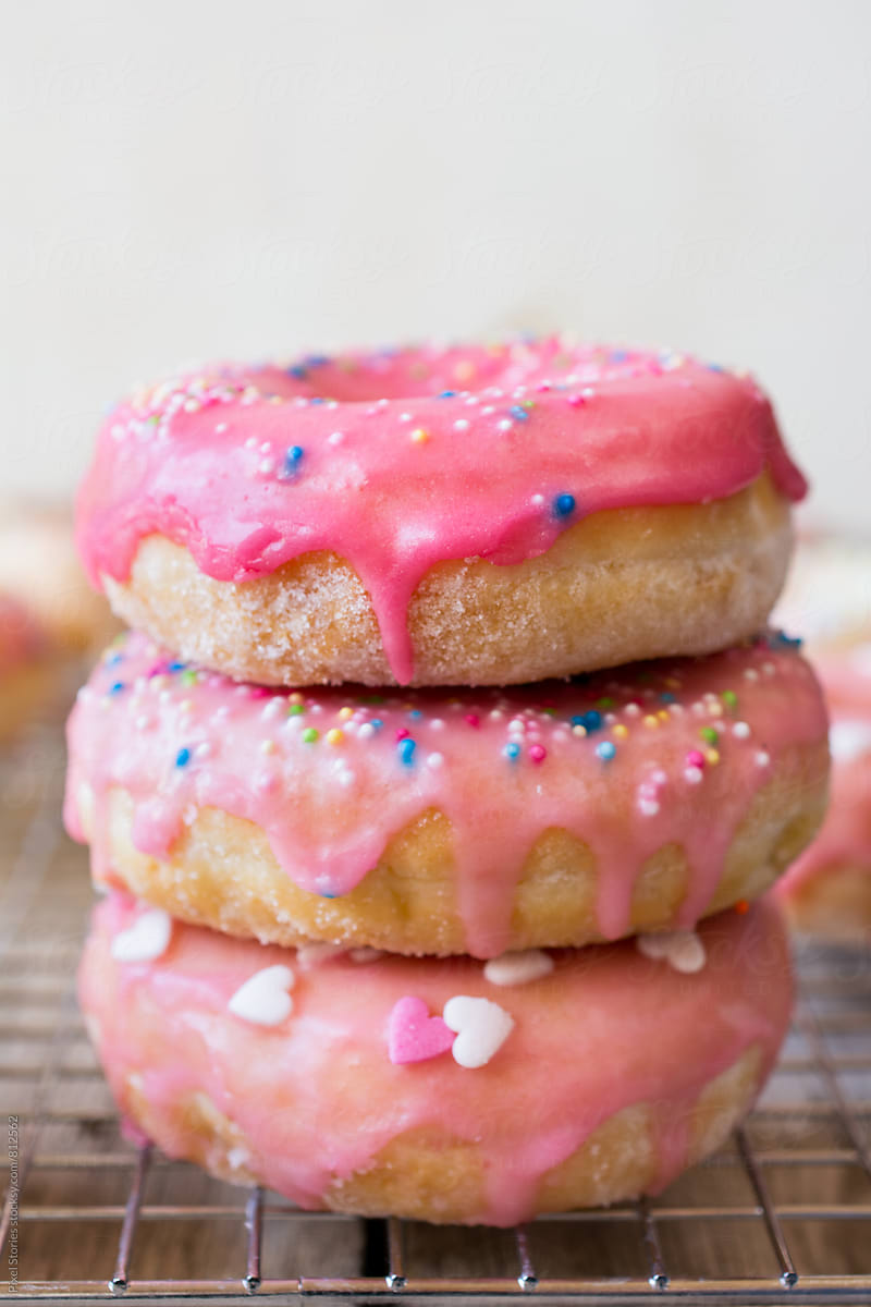 Stacked glazed donuts