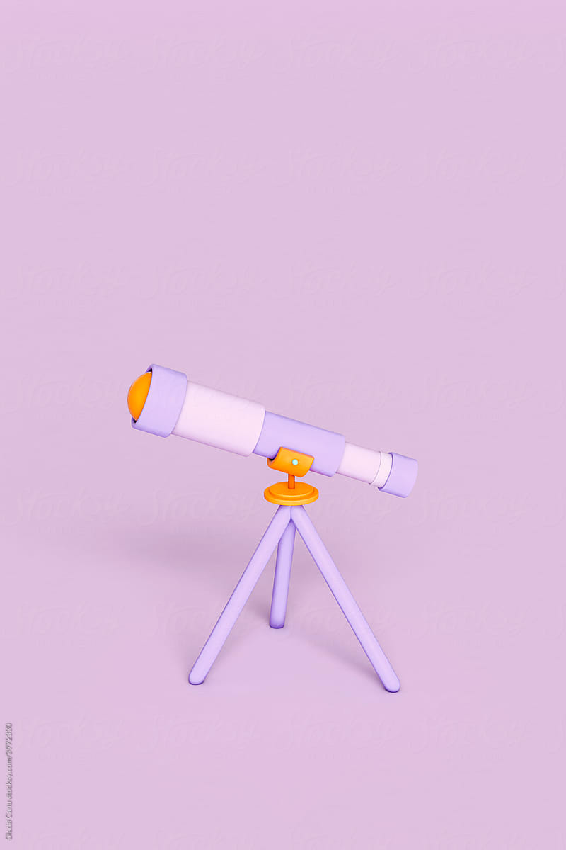 one Telescope on violet background