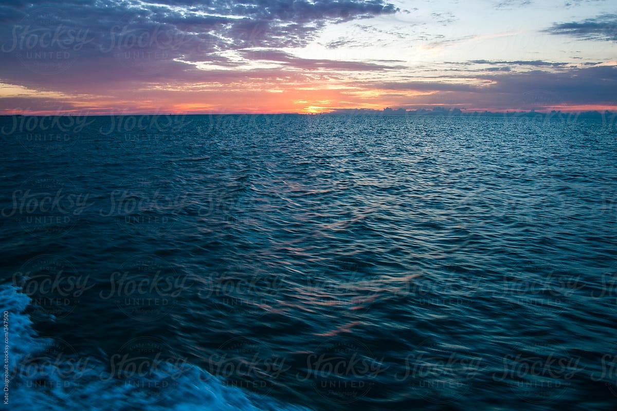 Sunrise over the ocean as seen from a boat in the Florida Keys