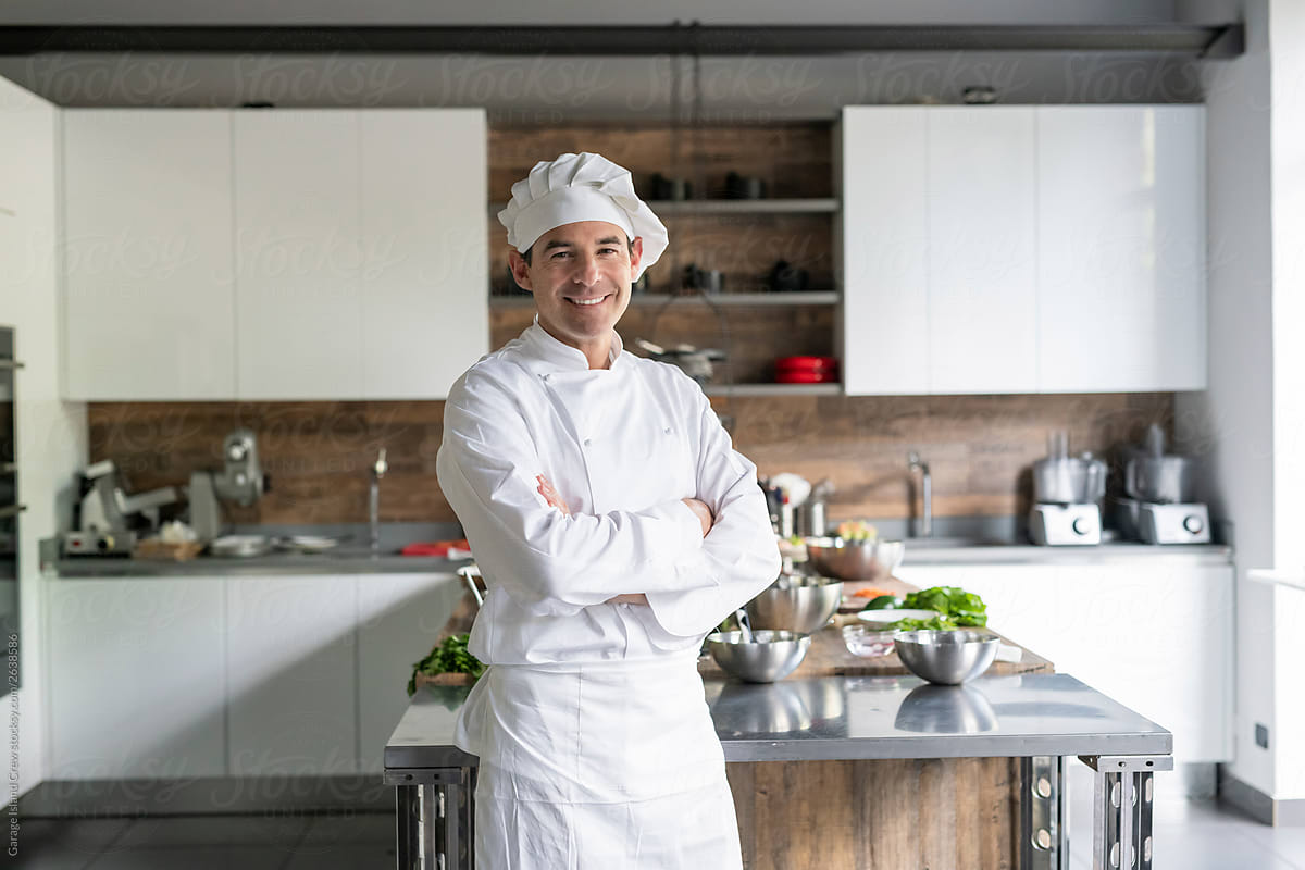 Chef portrait in his kitchen