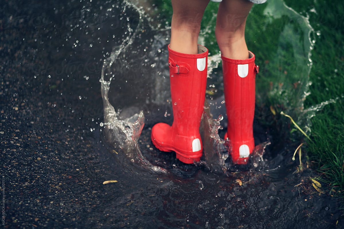 Red Boots In A Spring Rain