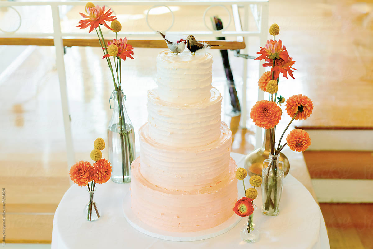 Wedding Cake with Simple Blooms