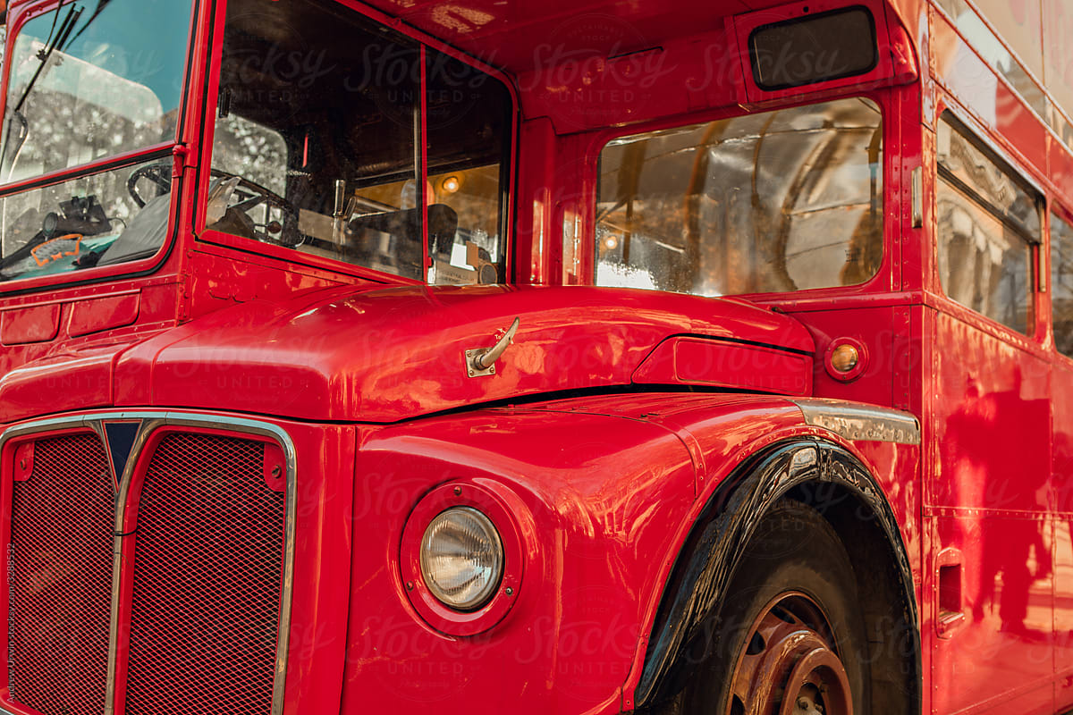 An old traditional London red bus
