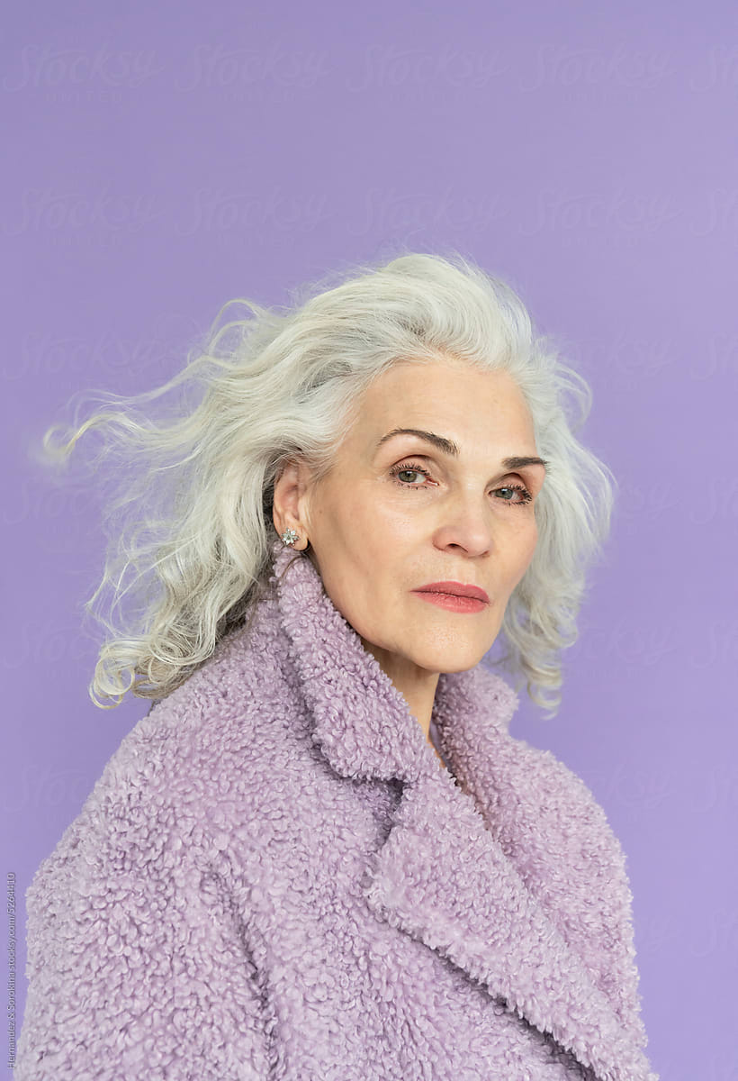 Portrait Of Woman With Silver Hair