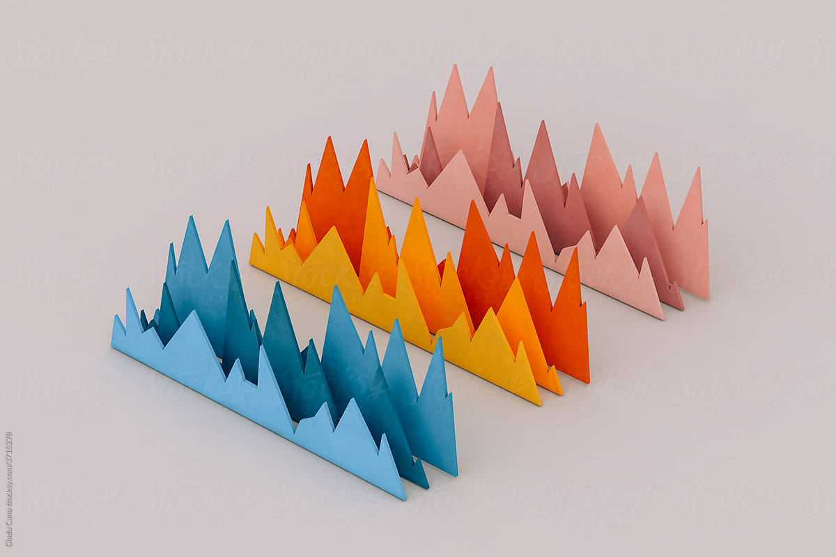 orange, pink, and blue Performance charts on grey background.