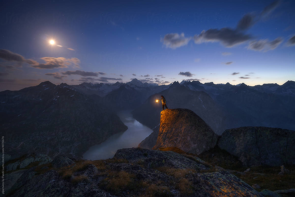 A moonlit evening in the alps.