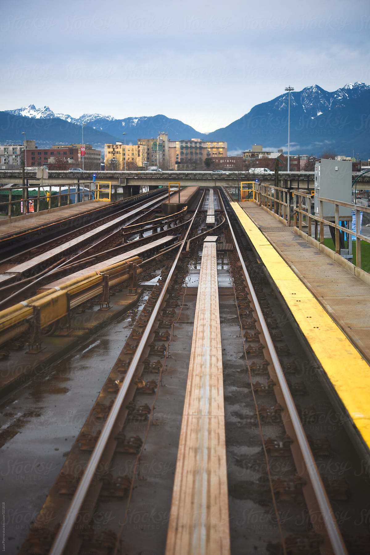 Skytrain metro rails in Vancouver