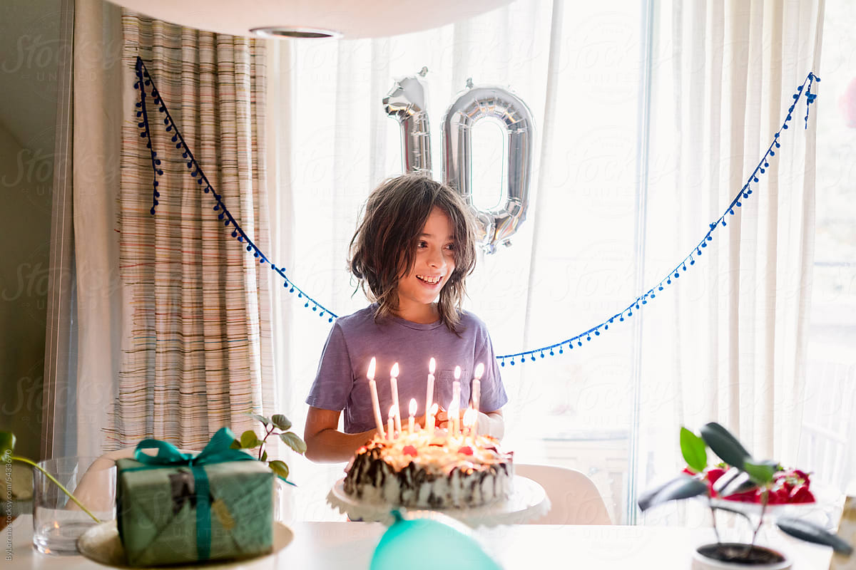 Boy celebrating his 10th birthday