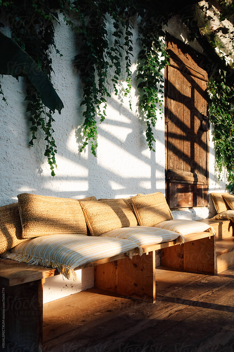 Rustic Seating Area in Golden Morning Light