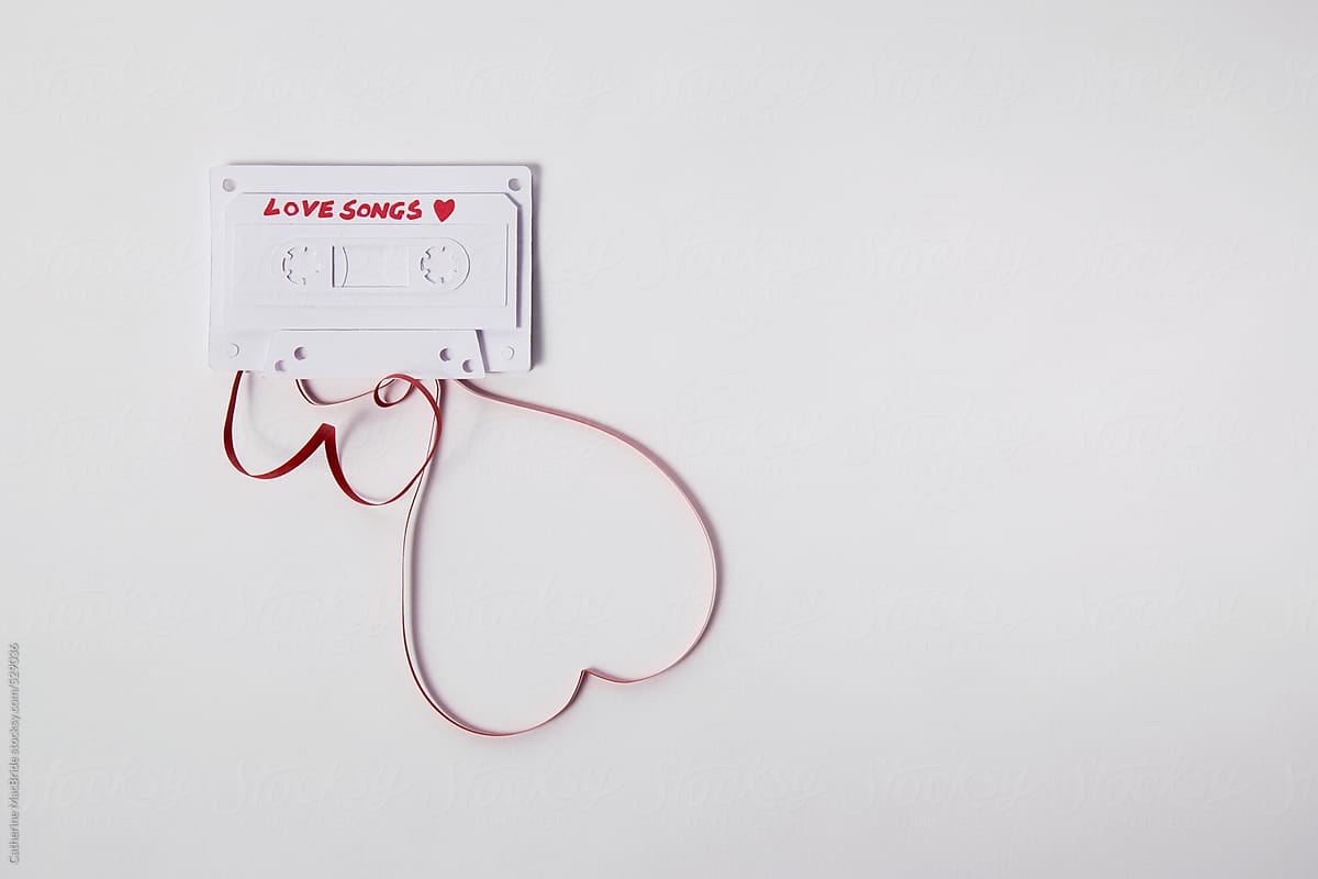 White paper cassette tape with \
