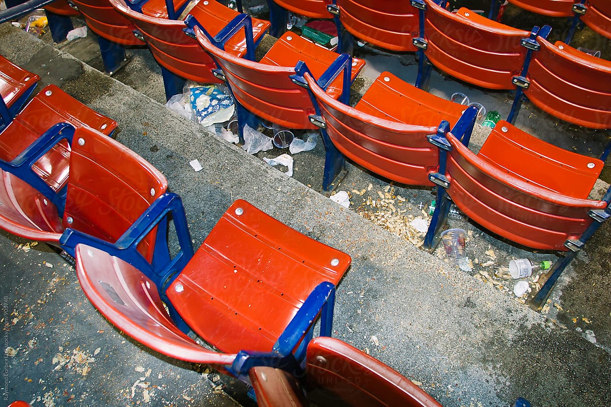 Messy Stadium Seats after the baseball game