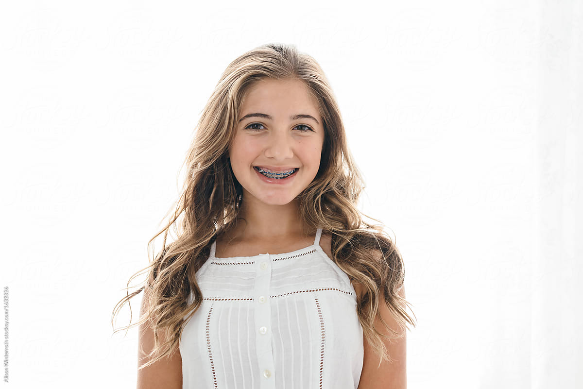 Smiling Beautiful Pre Teen With Braces By Alison Winterroth Braces Camera Aware