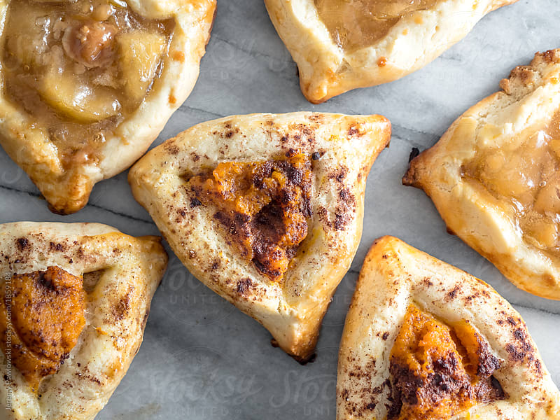 Traditional Jewish pastry, hamantaschen, served during Purim with a modern spin on the ingredients.