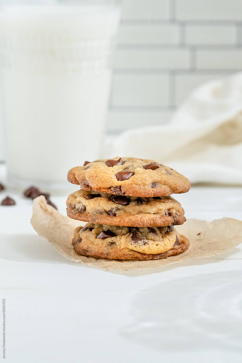 Stack Of Homemade Chocolate Chip Cookies