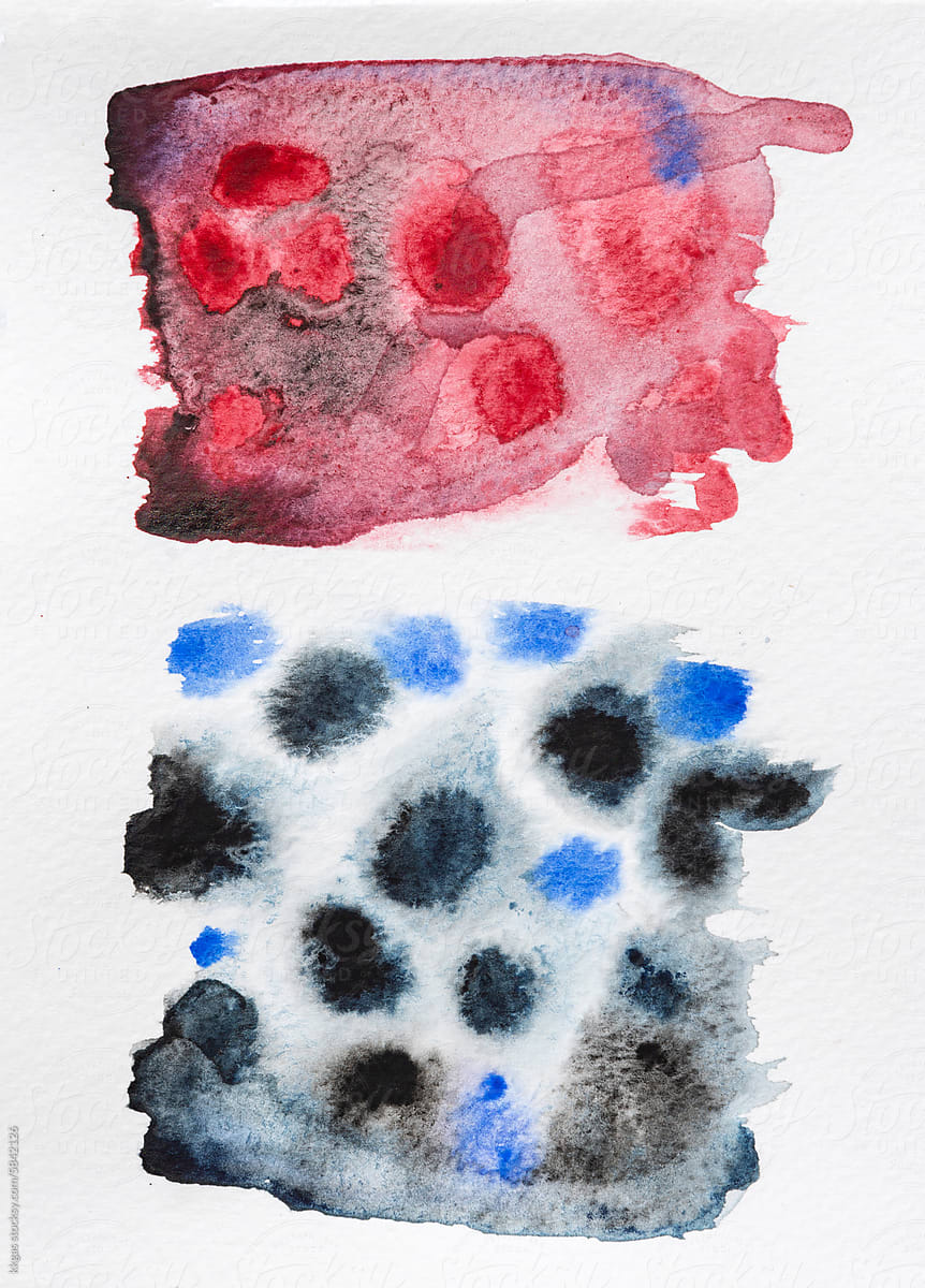 Abstract watercolor in red and blue