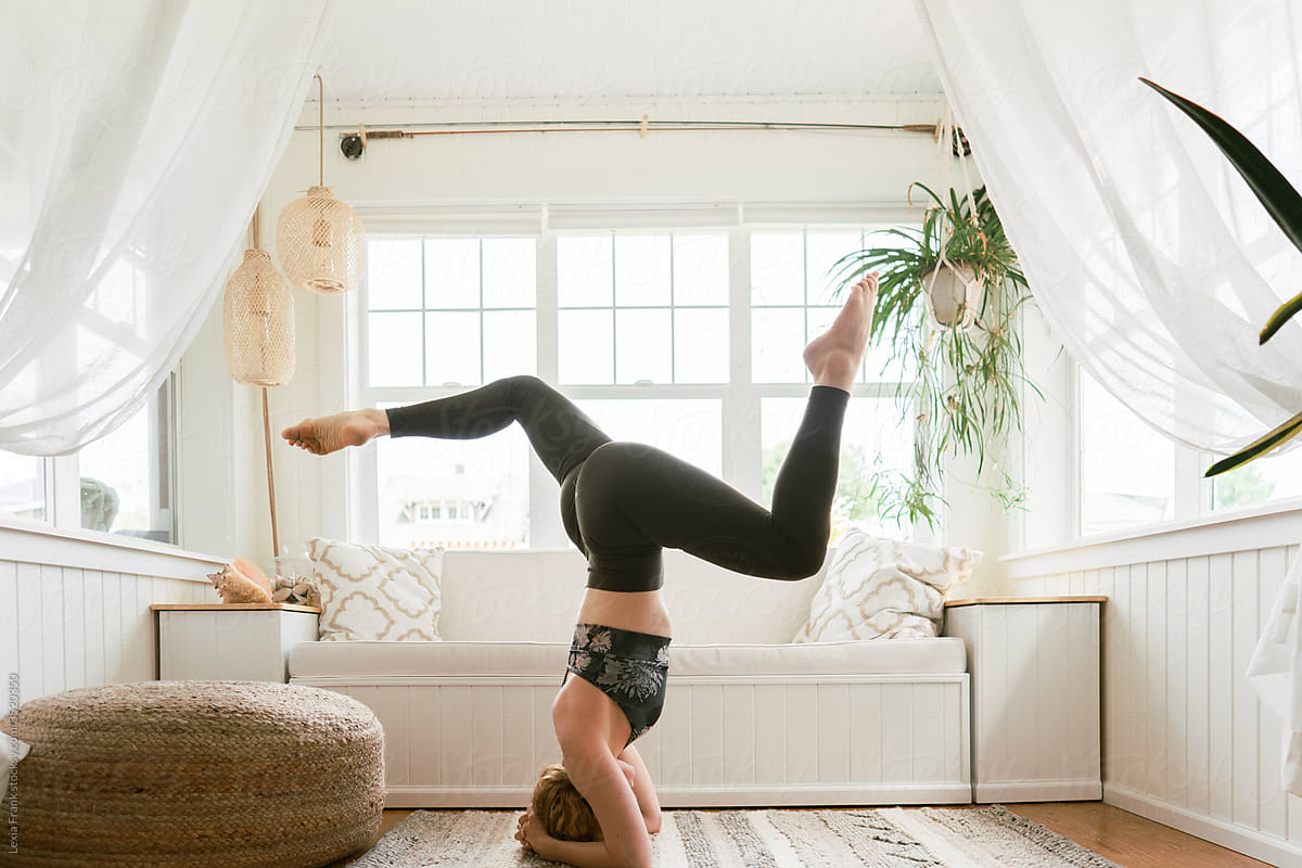 living room yoga at home